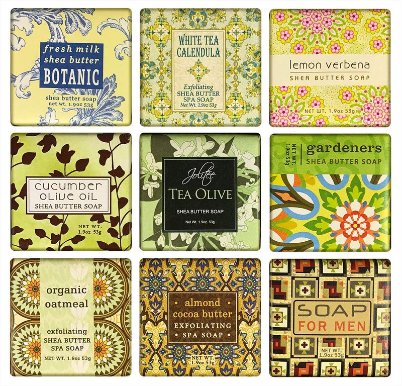 Jolitee French Milled Botanical Soap Sampler Set of 9 - Individually Wrapped Vegetable-Based Mini Soaps with Essential Oils, Shea Butter, and Natural Extracts (Pure and Simple) - Image 3